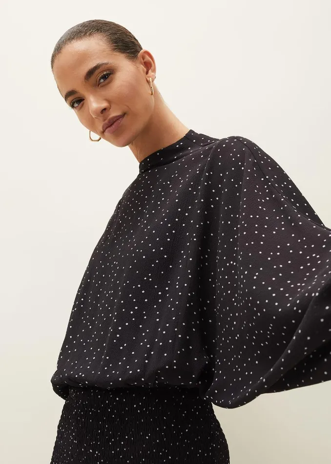 Women Phase Eight Day Dresses Becca Spot Print Dress Blackivory