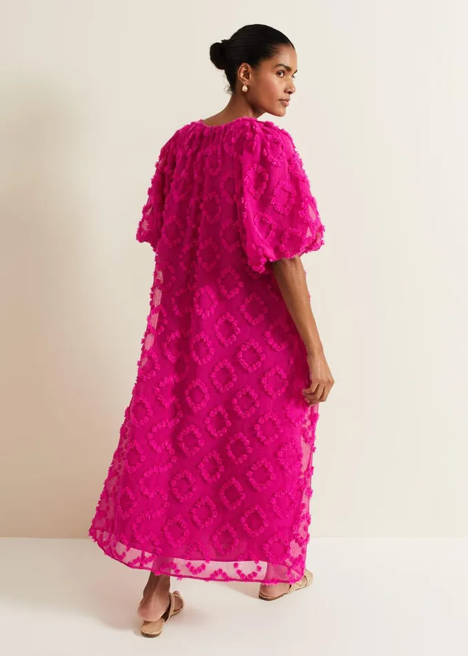 Women Phase Eight Day Dresses Bella Pink Textured Midi Dresss Pink