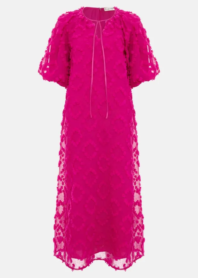 Women Phase Eight Day Dresses Bella Pink Textured Midi Dresss Pink