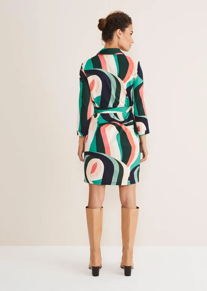 Women Phase Eight Day Dresses Beth Swirl Belted Shift Dress Greenmulti