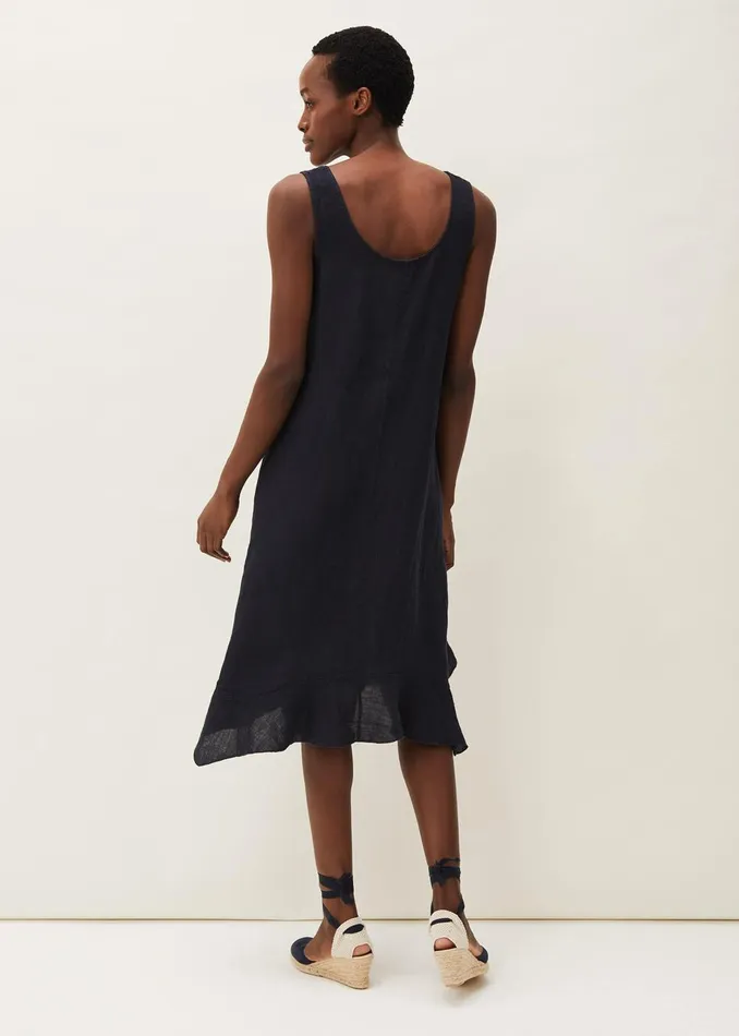 Women Phase Eight Day Dresses Beverly Linen Swing Dress Navy