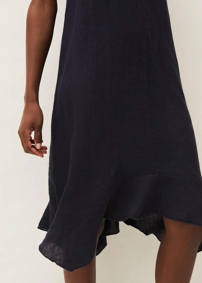 Women Phase Eight Day Dresses Beverly Linen Swing Dress Navy
