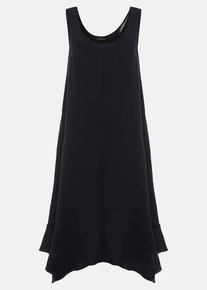 Women Phase Eight Day Dresses Beverly Linen Swing Dress Navy