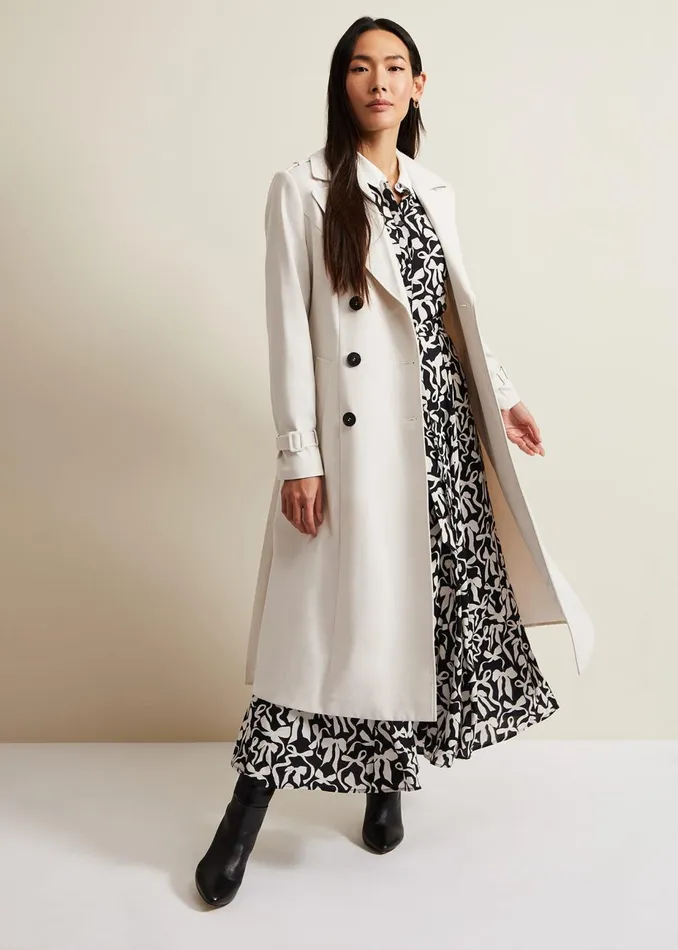 Women Phase Eight Day Dresses Bonnie Black Bow Shirt Midi Dress Blackivory