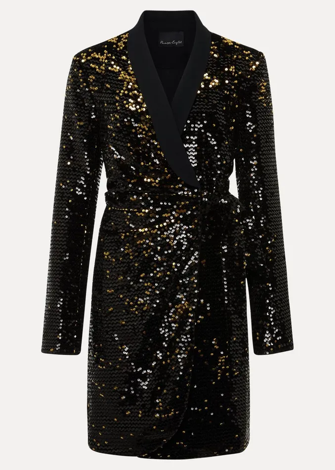 Women Phase Eight Day Dresses Brea Wrap Tuxe Sequin Dress Goldmulti
