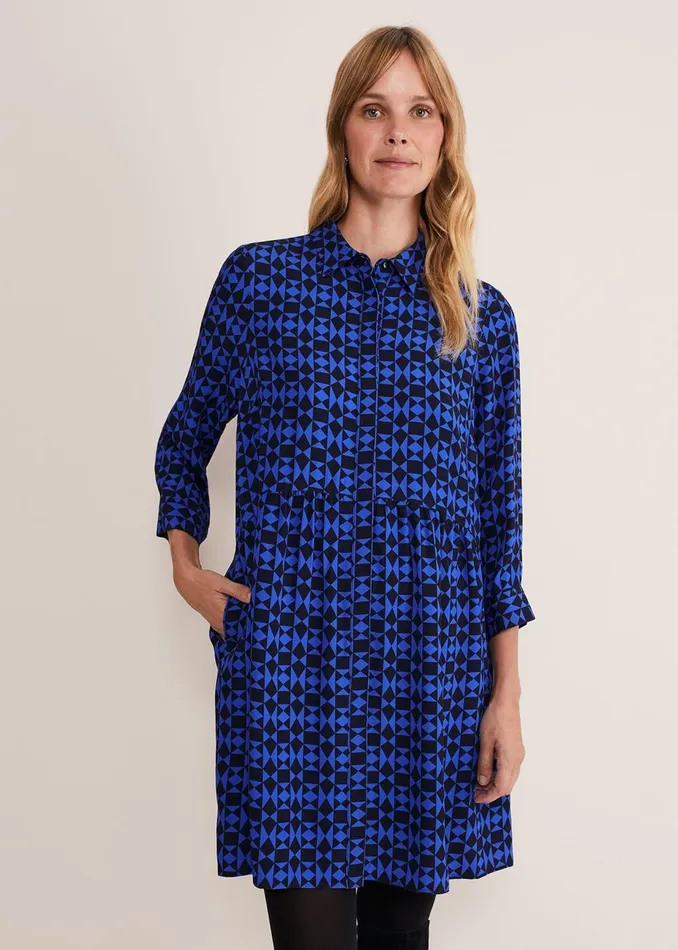 Women Phase Eight Day Dresses Bregitta Geo Swingdress Blackblue