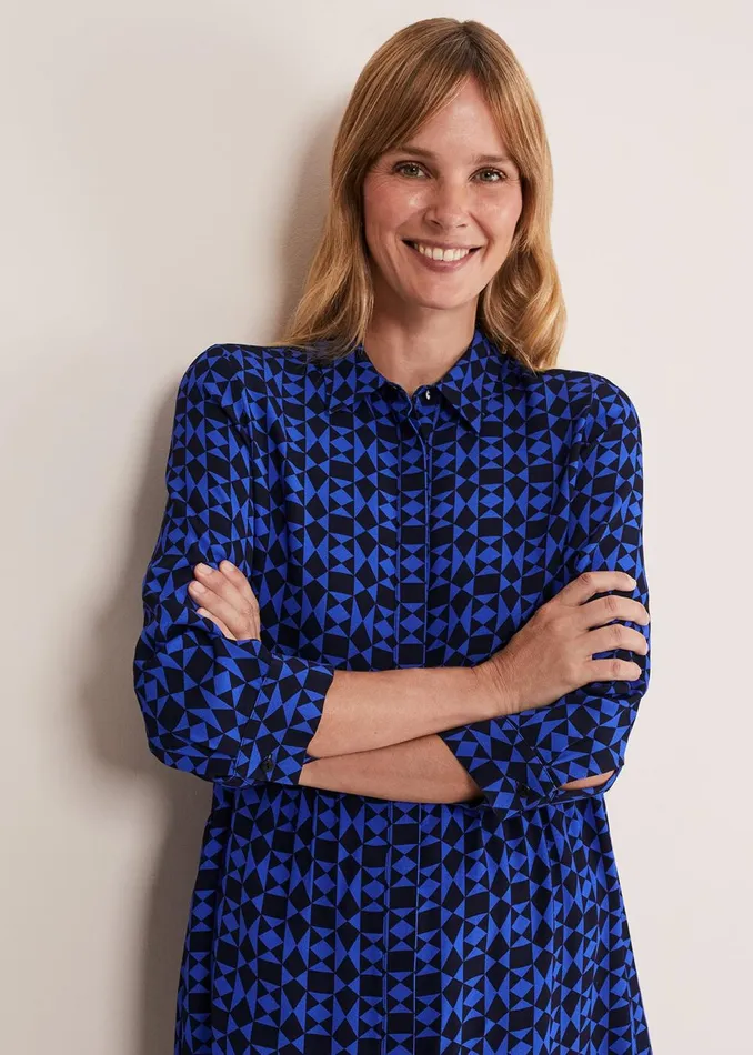 Women Phase Eight Day Dresses Bregitta Geo Swingdress Blackblue