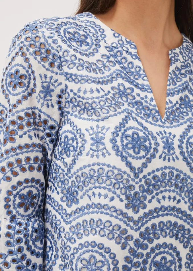 Women Phase Eight Day Dresses Brianne Broderie Shift Dress Bluewhite