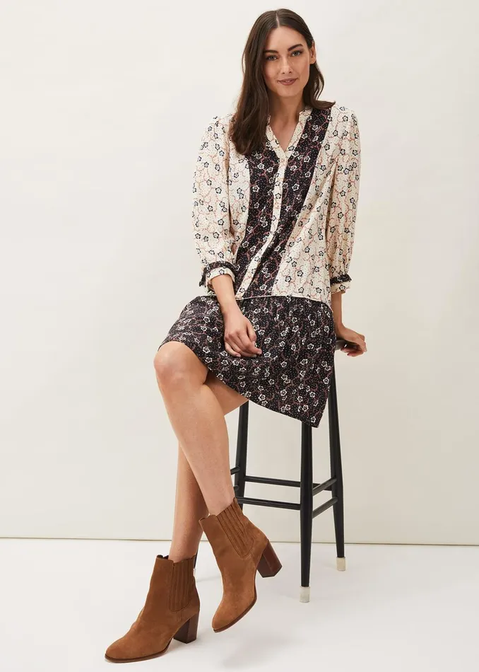 Women Phase Eight Day Dresses Buttercup Floral Dress Creamblack