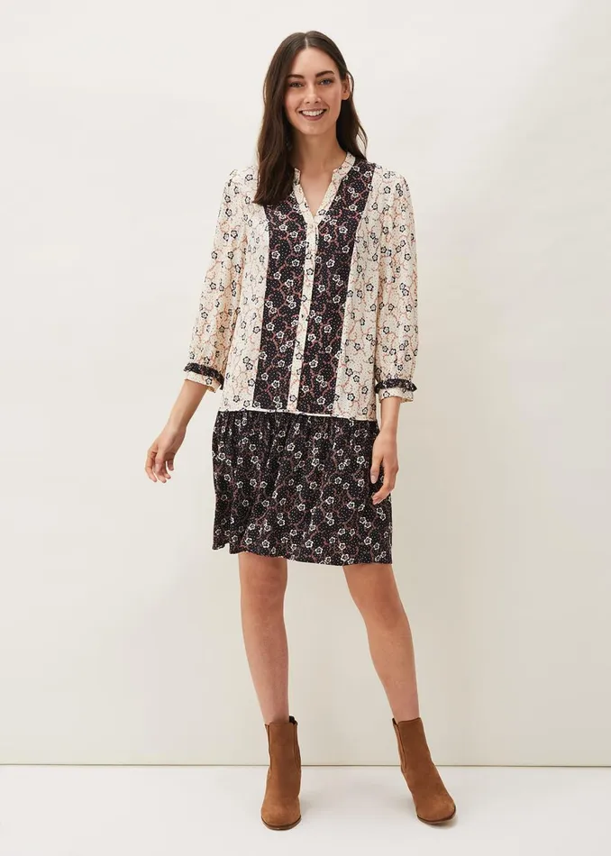 Women Phase Eight Day Dresses Buttercup Floral Dress Creamblack