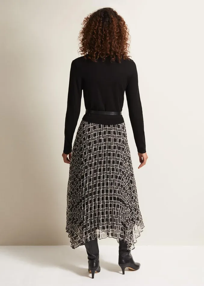 Women Phase Eight Day Dresses Carle Fine Knit Geometric Dress Multicoloured