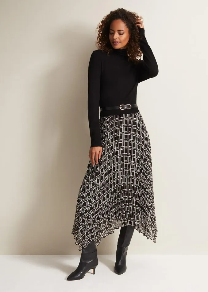 Women Phase Eight Day Dresses Carle Fine Knit Geometric Dress Multicoloured