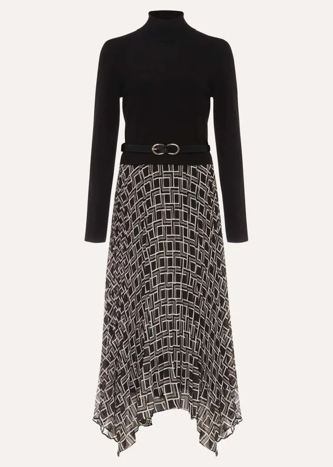Women Phase Eight Day Dresses Carle Fine Knit Geometric Dress Multicoloured