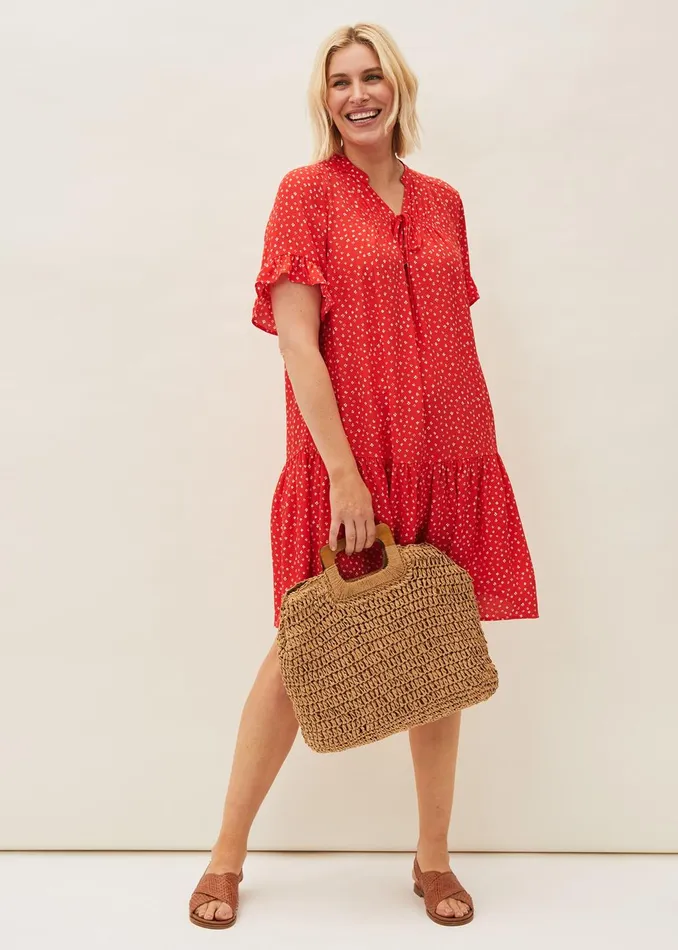 Women Phase Eight Day Dresses Cassia Print Swing Dress Red