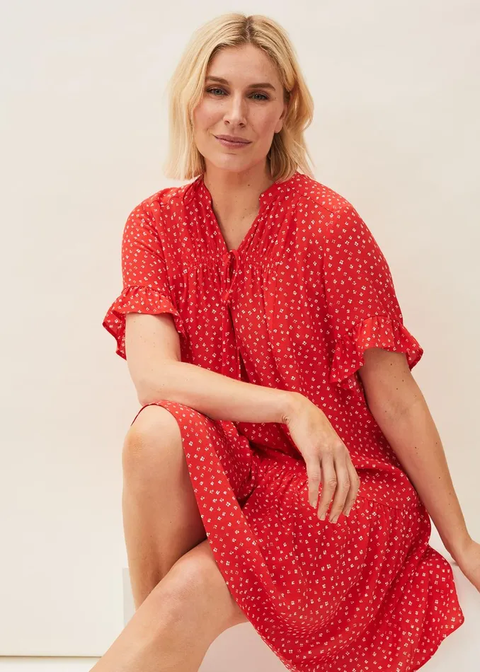 Women Phase Eight Day Dresses Cassia Print Swing Dress Red