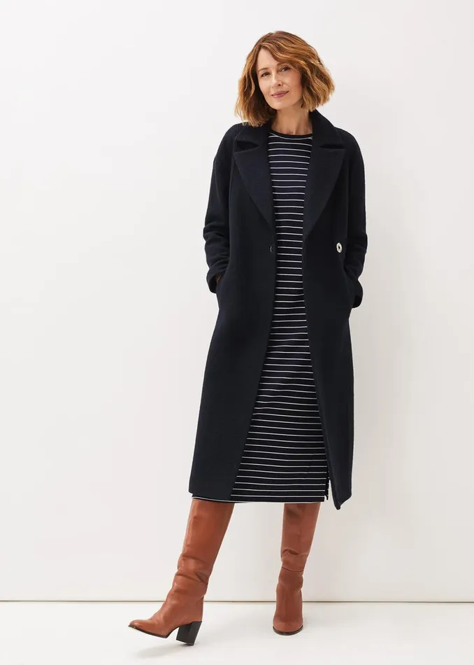 Women Phase Eight Day Dresses Cecile Stripe Midi Jersey Dress Navyivory