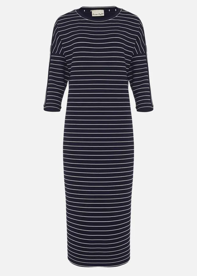 Women Phase Eight Day Dresses Cecile Stripe Midi Jersey Dress Navyivory