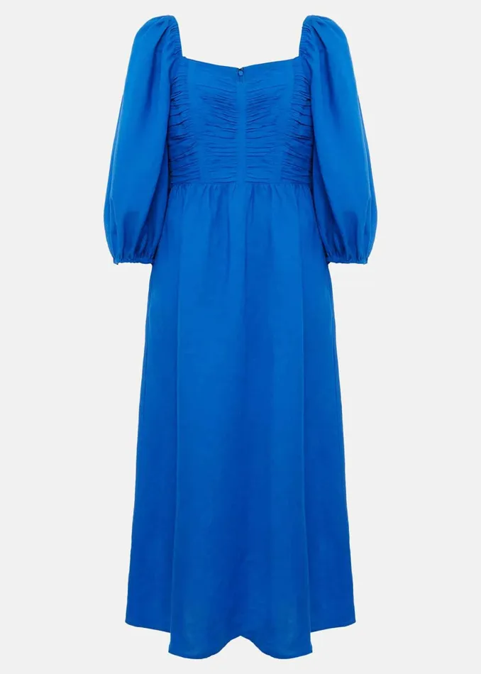 Women Phase Eight Day Dresses Celila Linen Midi Dress Blue