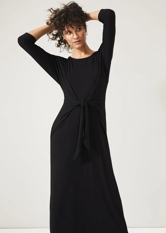Women Phase Eight Day Dresses Cindy Tie Front Jersey Dress Black
