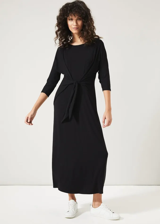 Women Phase Eight Day Dresses Cindy Tie Front Jersey Dress Black