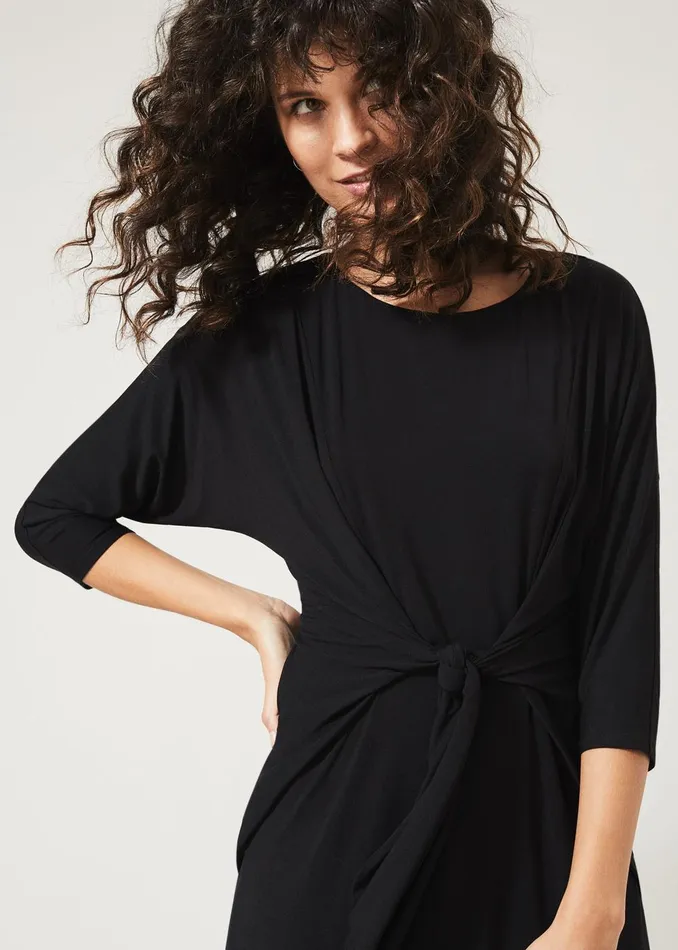 Women Phase Eight Day Dresses Cindy Tie Front Jersey Dress Black