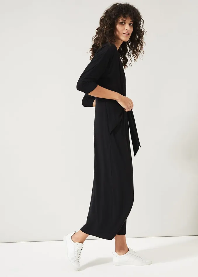 Women Phase Eight Day Dresses Cindy Tie Front Jersey Dress Black