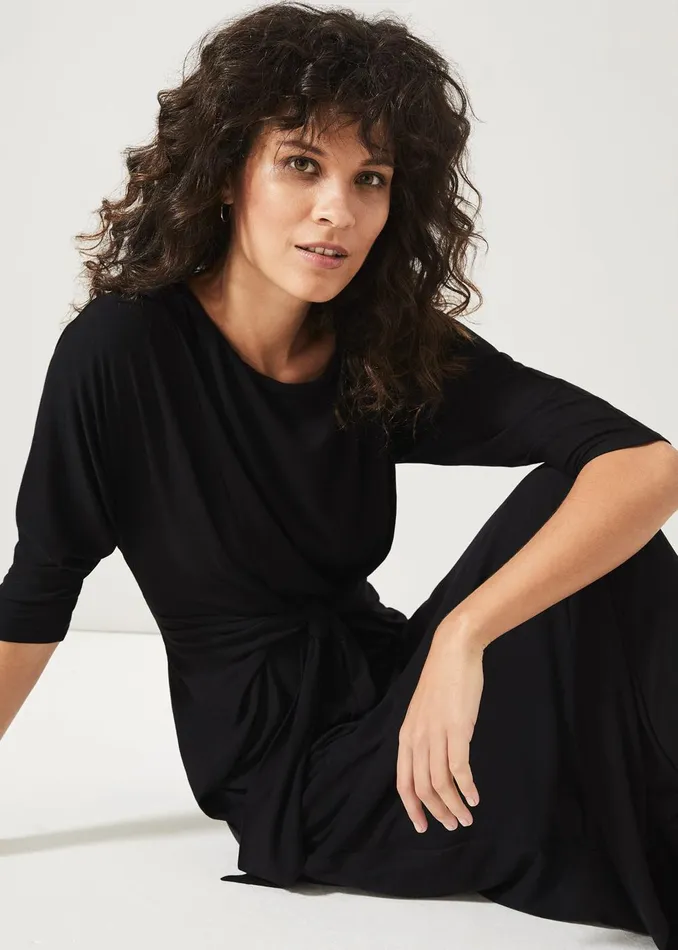 Women Phase Eight Day Dresses Cindy Tie Front Jersey Dress Black
