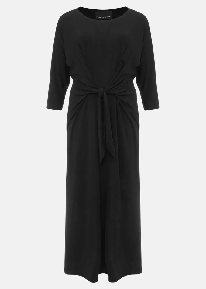 Women Phase Eight Day Dresses Cindy Tie Front Jersey Dress Black