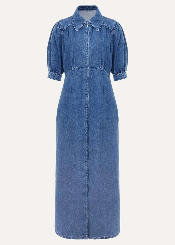 Women Phase Eight Day Dresses Cosette Denim Midaxi Dress Blue