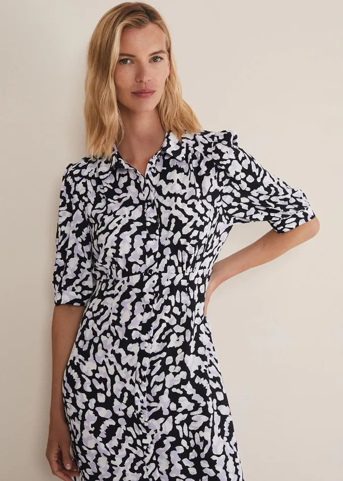 Women Phase Eight Day Dresses Cosette Lilac Animal Print Midaxi Dress Lilac