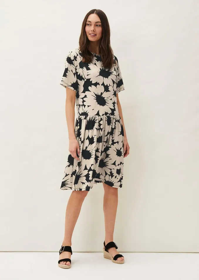 Women Phase Eight Day Dresses Daisy Print Swing Dress Blackivory