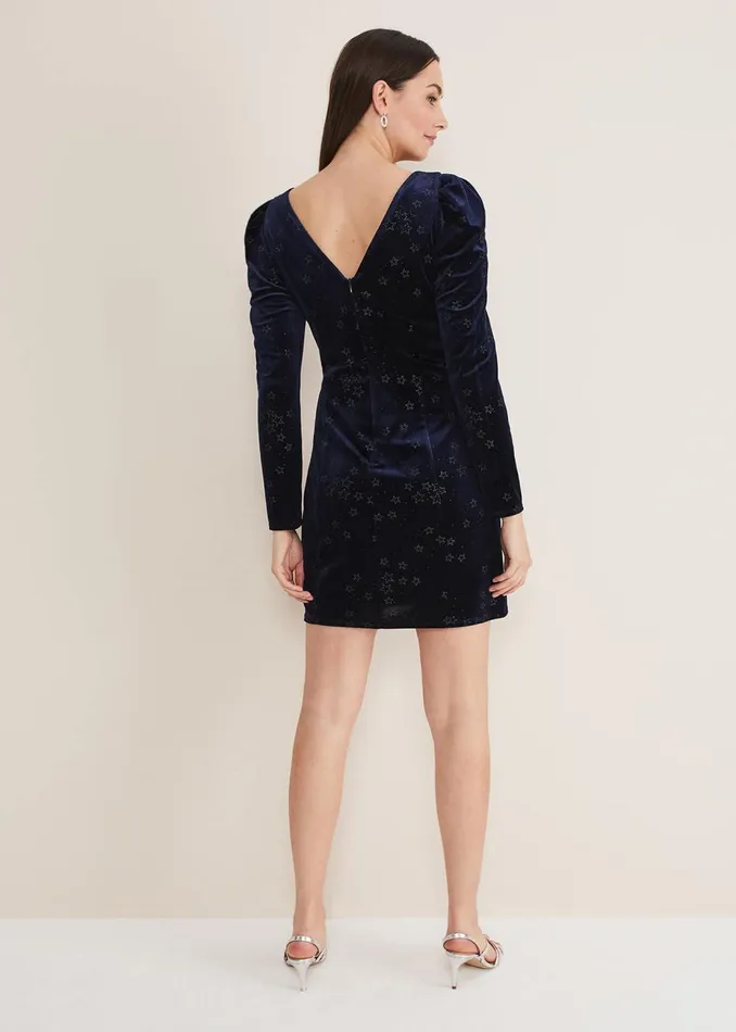 Women Phase Eight Day Dresses Daria Velvet Star Dress Midnightpewter