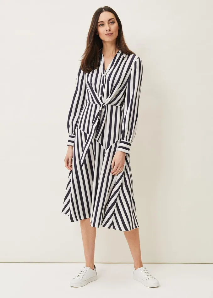 Women Phase Eight Day Dresses Dasha Stripe Dress Navyivory
