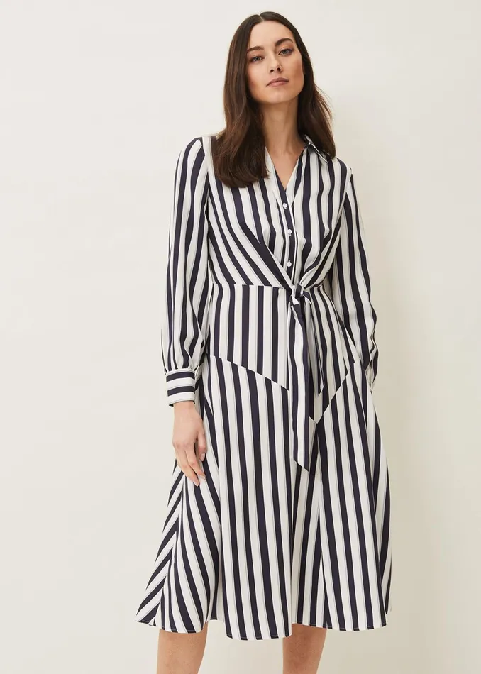 Women Phase Eight Day Dresses Dasha Stripe Dress Navyivory