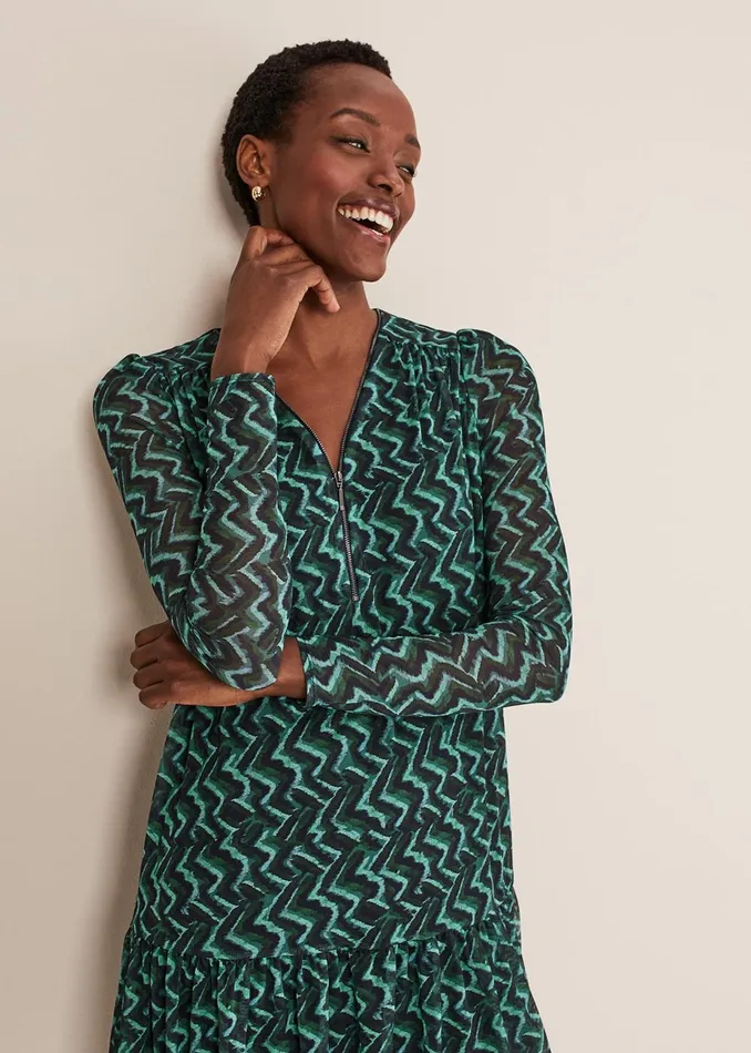 Women Phase Eight Day Dresses Dorathy Swing Mini Dress Bluegreen