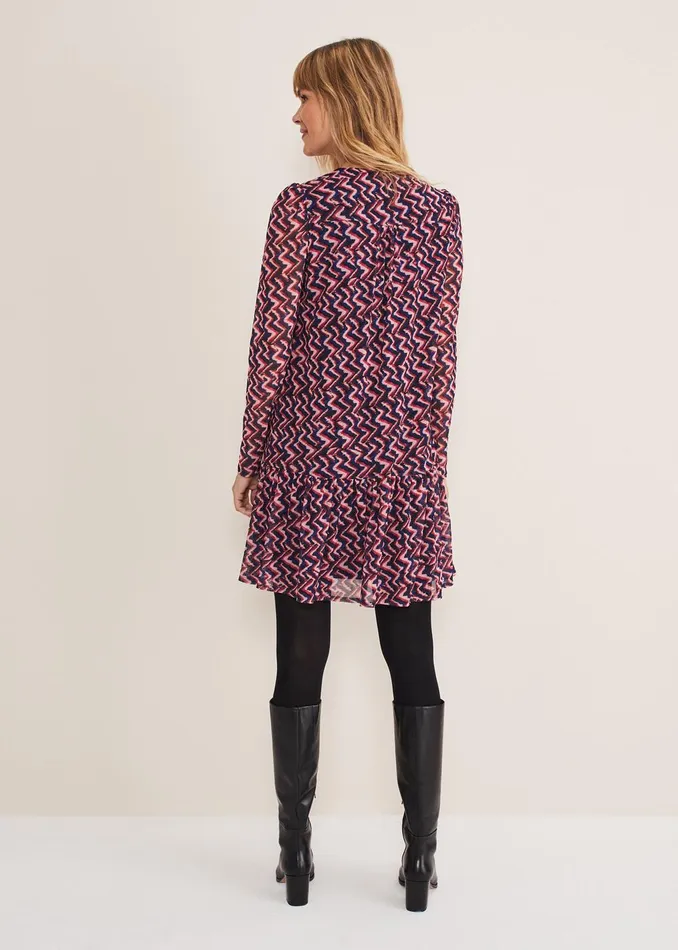 Women Phase Eight Day Dresses Dorathy Zig Zag Mesh Dress Multicoloured