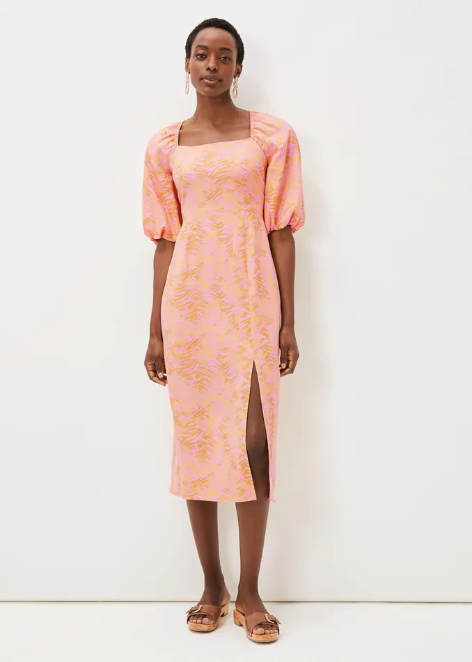 Women Phase Eight Day Dresses Effie Zebra Puff Sleeve Dress Multicoloured