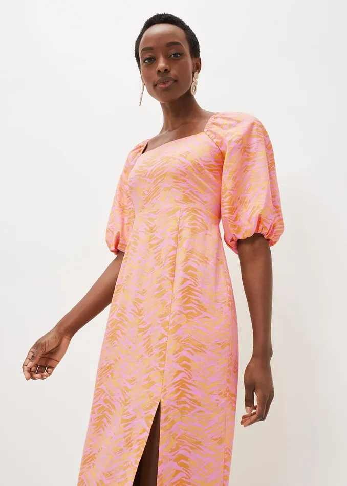 Women Phase Eight Day Dresses Effie Zebra Puff Sleeve Dress Multicoloured