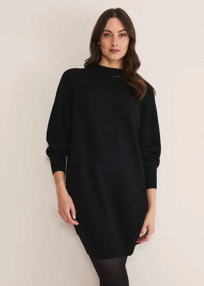 Women Phase Eight Day Dresses Eliana Knitted Jumper Dress Black
