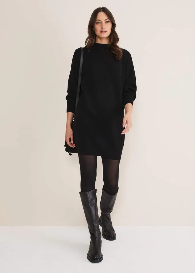 Women Phase Eight Day Dresses Eliana Knitted Jumper Dress Black