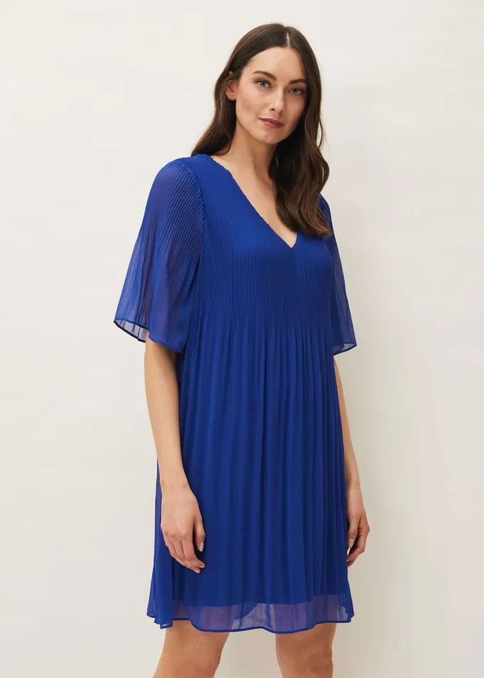 Women Phase Eight Day Dresses Ella Pleat Dress Cobalt