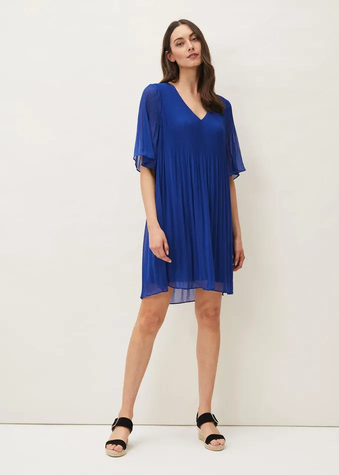 Women Phase Eight Day Dresses Ella Pleat Dress Cobalt