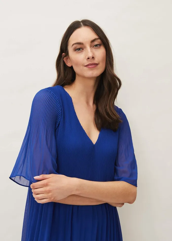 Women Phase Eight Day Dresses Ella Pleat Dress Cobalt