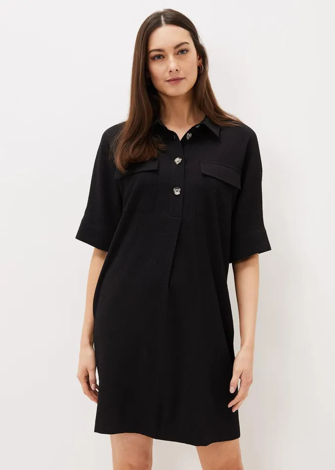 Women Phase Eight Day Dresses Faye Textured Tunic Dress Black