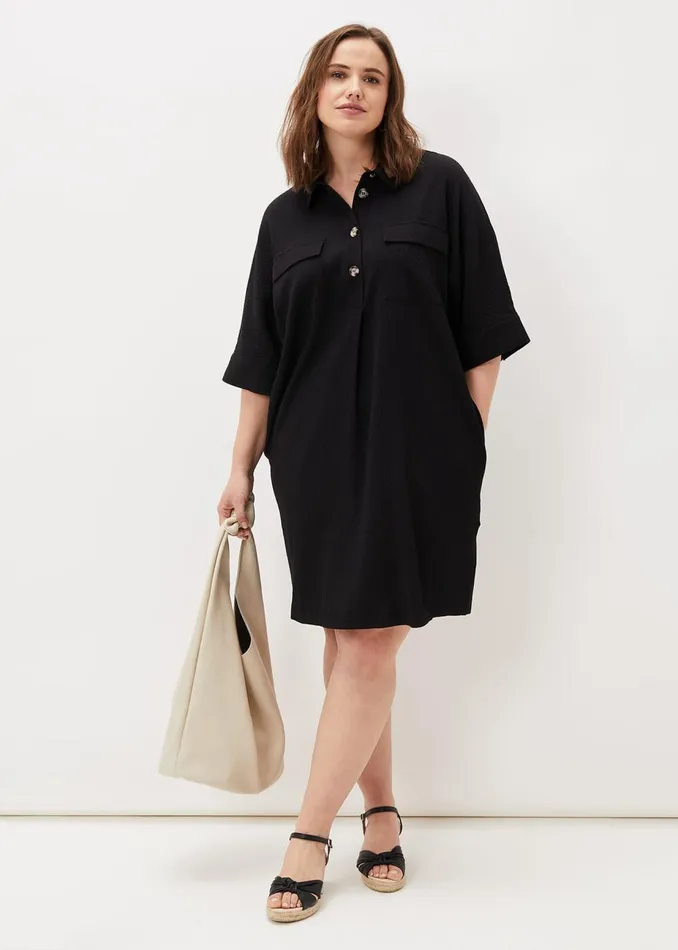 Women Phase Eight Day Dresses Faye Textured Tunic Dress Black