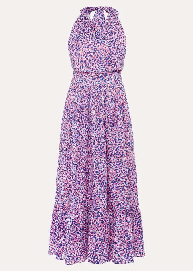 Women Phase Eight Day Dresses Gemmi Cotton Almond Print Halterneck Dress Pink Multi