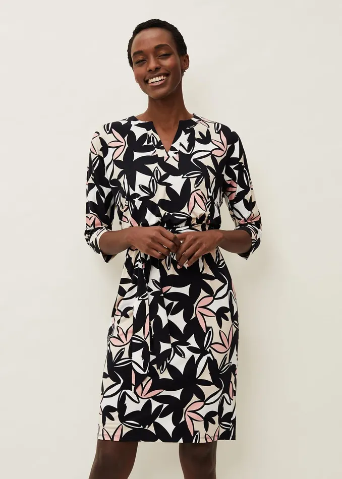 Women Phase Eight Day Dresses Gwin Leaf Print Dress Multicoloured