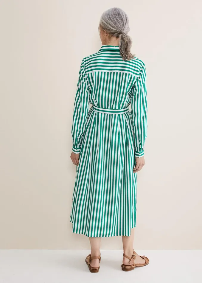 Women Phase Eight Day Dresses Ida Stripe Shirt Midi Dress Green