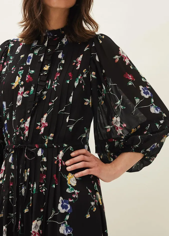 Women Phase Eight Day Dresses Imara Floral Print Midaxi Dress Blackmulti