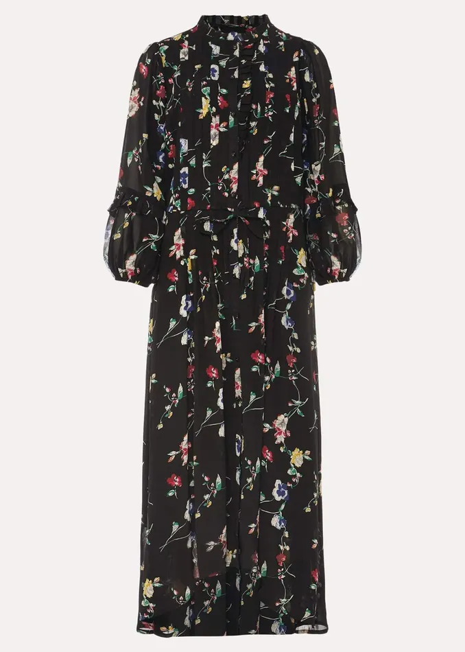 Women Phase Eight Day Dresses Imara Floral Print Midaxi Dress Blackmulti